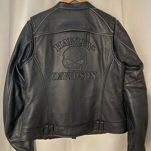 Harley Davidson Black Leather Jacket - Women's - L